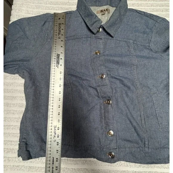 Flax Women Button Front Shirt Linen Cotton Long Sleeve Top Blue Large Casual New